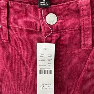 NWT JCrew maroon boot crop corduroys Size 28